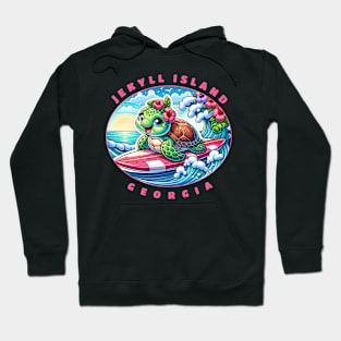 Jekyll Island Georgia Girls Cute Surfing Sea Turtle Hoodie